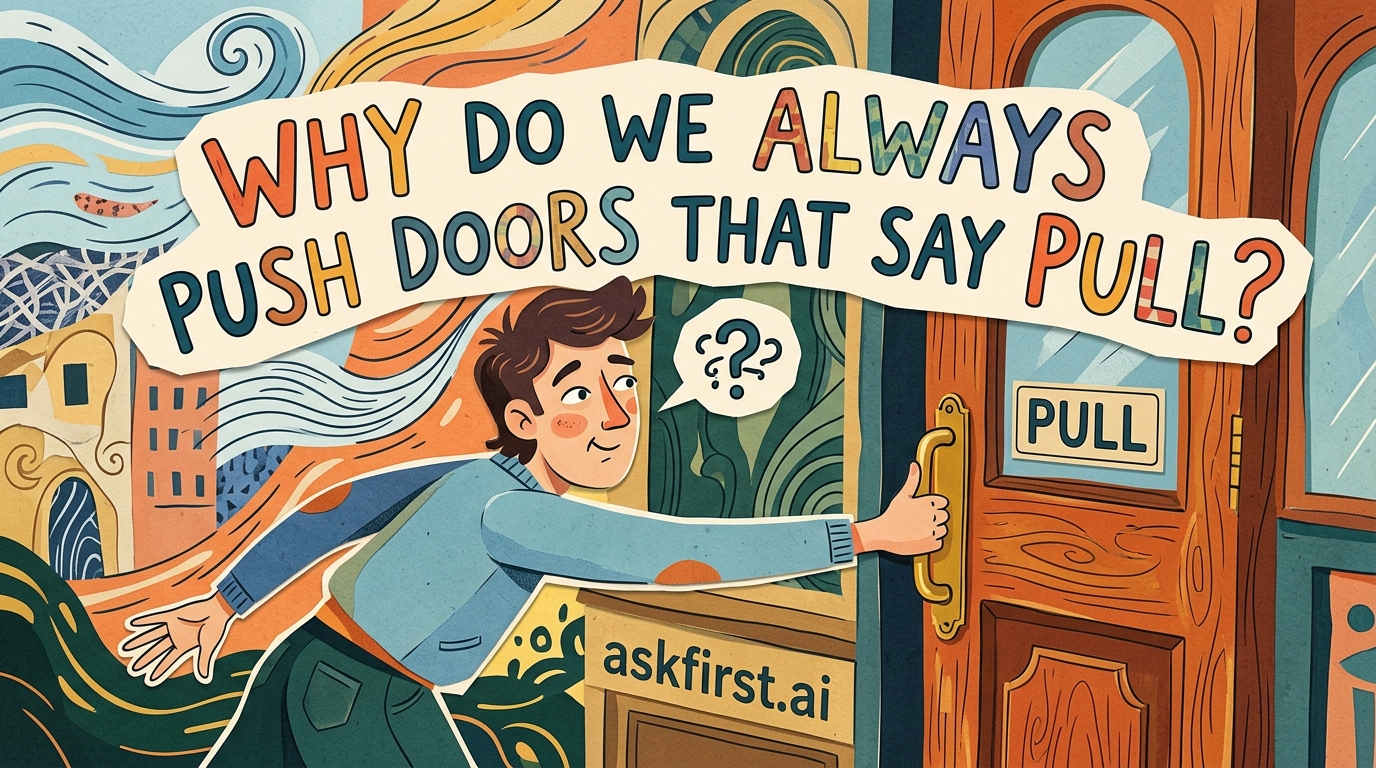 Why do we always push doors that say pull? Why do we always push doors that say pull?
