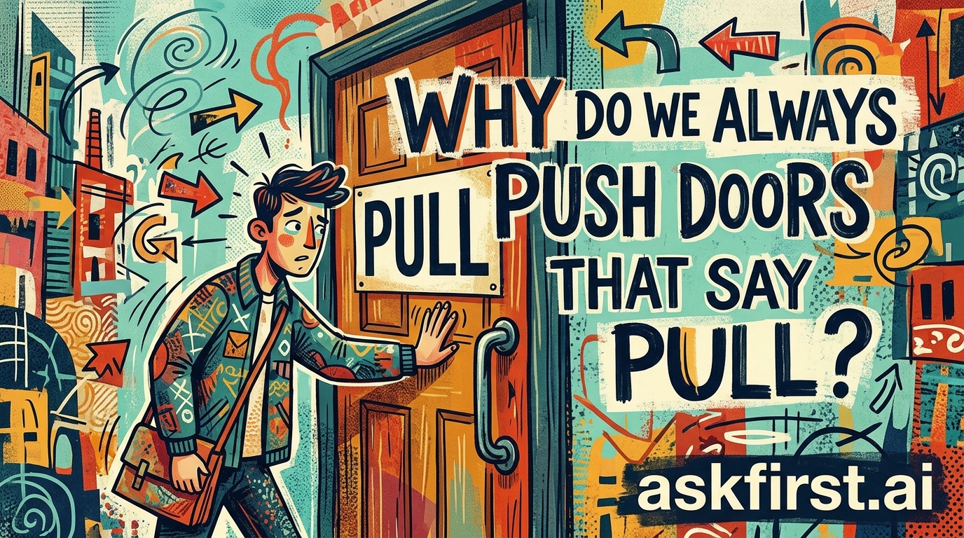 Why do we always push doors that say pull? Why do we always push doors that say pull?
