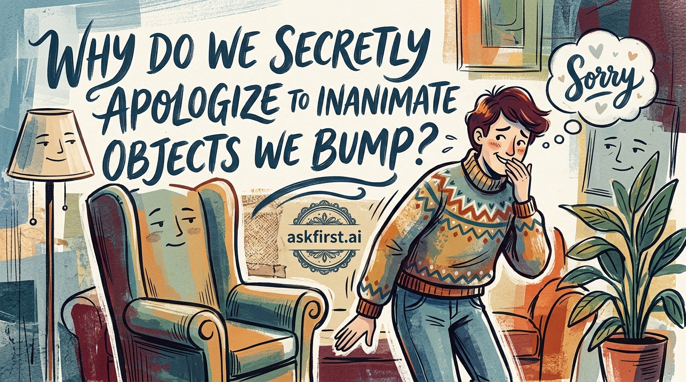 Why do we secretly apologize to inanimate objects we bump? Why do we secretly apologize to inanimate objects we bump?