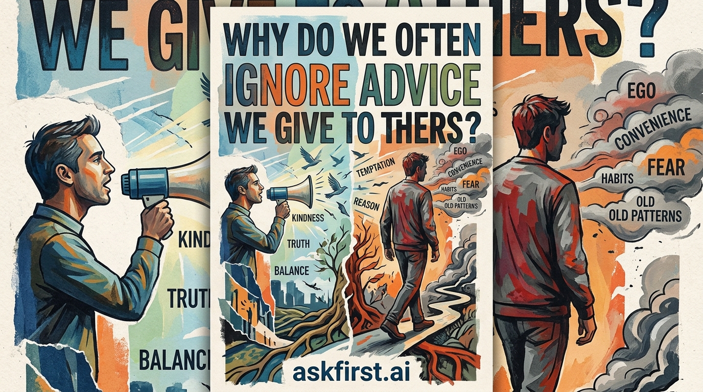 Why do we often ignore advice we give to others? Why do we often ignore advice we give to others?