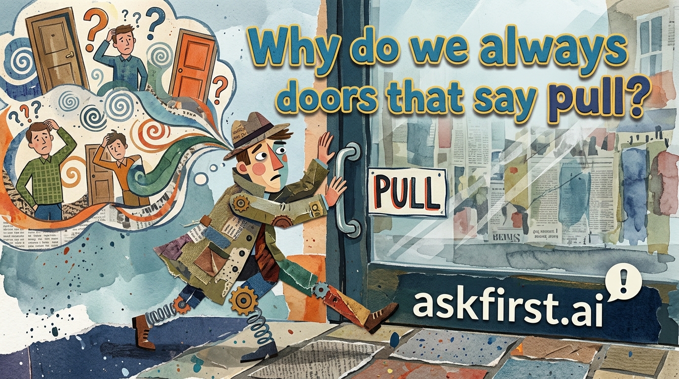 Why do we always push doors that say pull? Why do we always push doors that say pull?