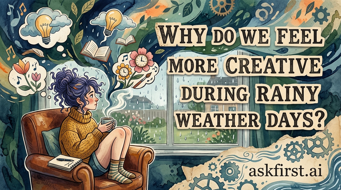 Why do we feel more creative during rainy weather days? Why do we feel more creative during rainy weather days?