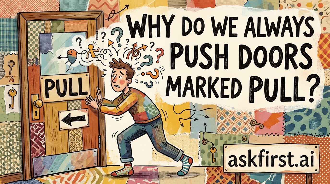 Why do we always push doors marked pull? Why do we always push doors marked pull?