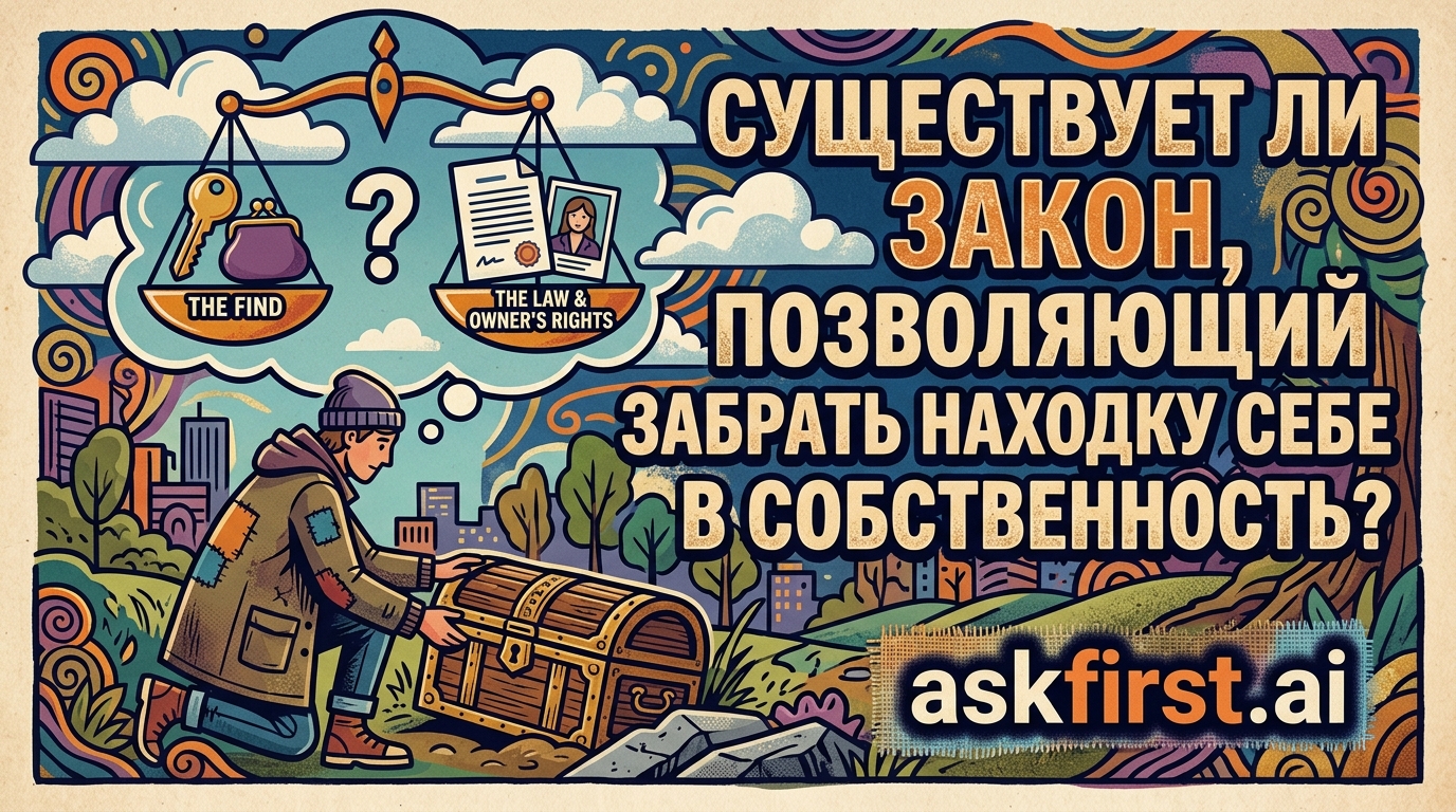 Существует ли закон, позволяющий забрать находку себе в собственность? Существует ли закон, позволяющий забрать находку себе в собственность?