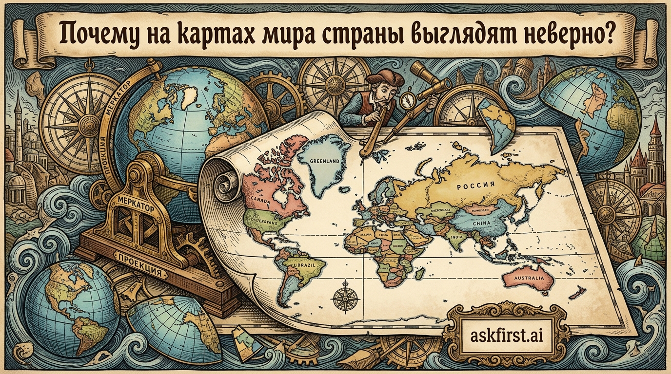 Почему на картах мира страны выглядят неверно? Почему на картах мира страны выглядят неверно?