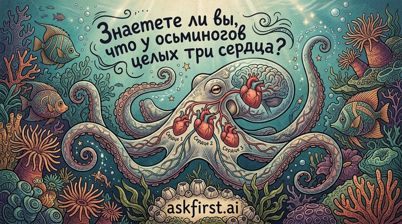 Знаете ли вы, что у осьминогов целых три сердца? Знаете ли вы, что у осьминогов целых три сердца?